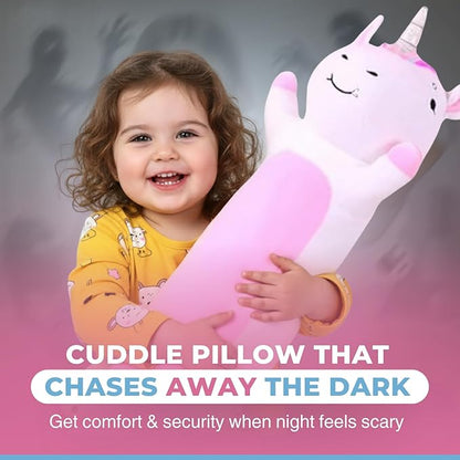 Unicorn Plush Body Pillow for Kids | Long Stuffed Animal Cuddle Pillow | Soft Hugging Toy | Plushie Gift for Girls & Boys | Long Plush Body Pillow for Sleep & Comfort | Medium, 35 Inches