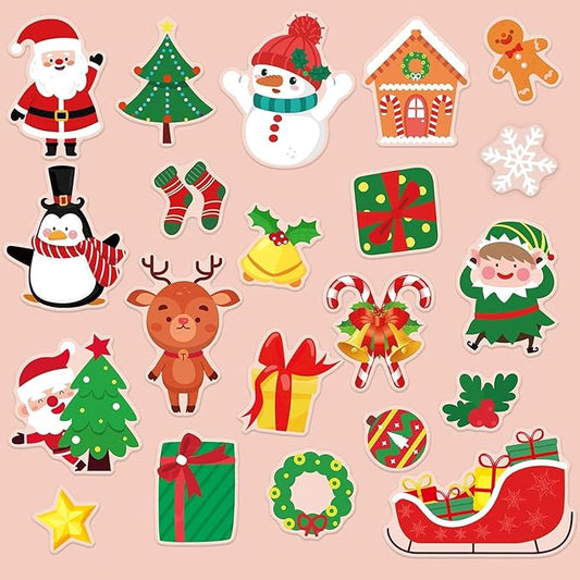 40 PCS Christmas Thick Gel Clings Winter Christmas Window Gel Clings Decals Stickers for Kids Toddlers and Adults Home Airplane Classroom Nursery Holiday Party Supplies Decorations