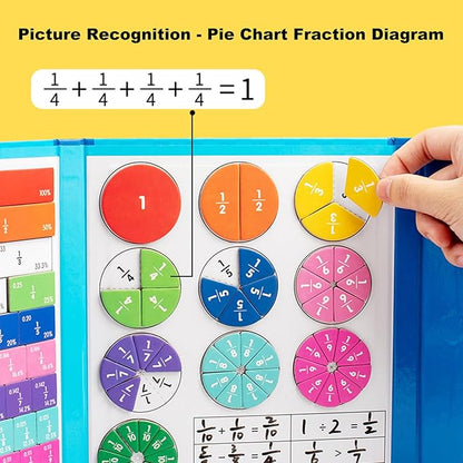 Magnetic Fraction Demonstration Book, Magnetic Fraction Tiles, Fractions Manipulatives, Score Disk Demonstrator Math Puzzle Learning Building Block Set (1PC)