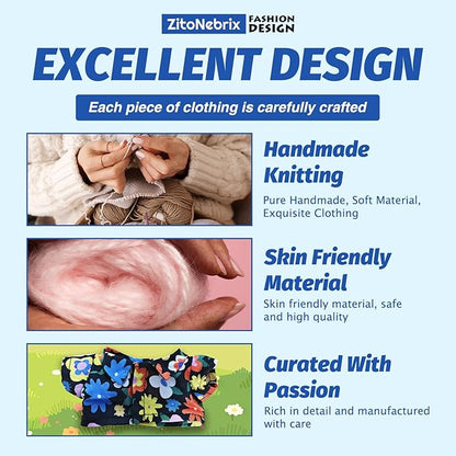 4-Piece Clothes - Cloth for Dolls Outfit, Shirt + Trousers + Headwear + Camera, No Doll