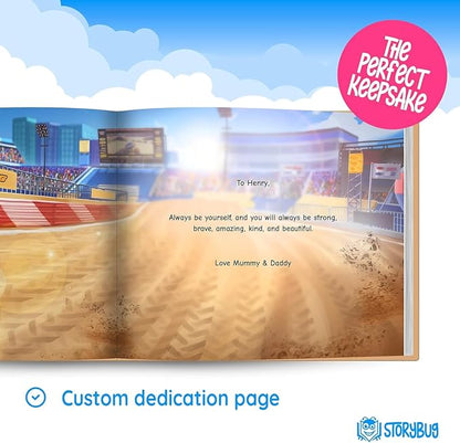 STORYBUG Personalized Monster Truck Story Book - Kids Custom Book with Name in The Story, 11in x 8.5in, Blue