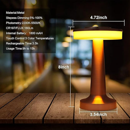 Table Lamp Desk Lamp, Table Sensor Control Beside Lamps, Kids Night Light with Stepless Dimming & Charging Completed Tip Light & 3 Colors Changing