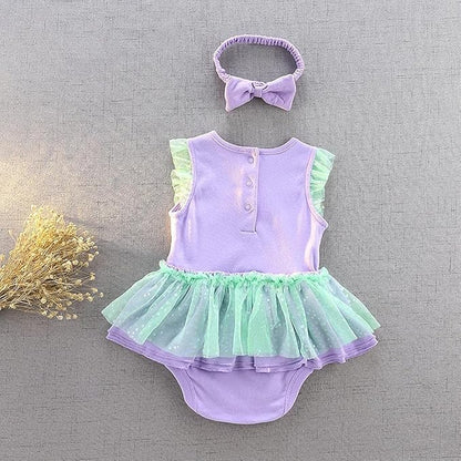 Dressy Daisy Princess Onesie Romper Fancy Dress Costume Halloween Birthday Bodysuit Outfit with Headband for Infant Baby Girl