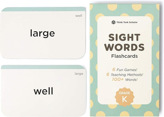 Think Tank Scholar K Sight Words Flash Cards (Kindergarden) Pack 100+ Dolch & Fry (High Freqency) Flashcards - Learn to Read, Learning Kids Ages 4 5 6 7 Homeschool Classroom Elementary School