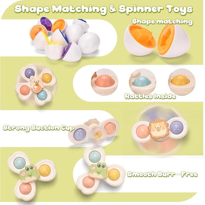 Montessoriii Toys for 1 Year Old,Baby Toys 6-12 Months,Stacking Building Blocks & Soft Infant Teething & Matching Eggs for Toddlers 6-9-12 Months,Baby Boys&Girls Gifts(7 in 1)