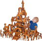 210 pcs Outdoor Large Wooden Building Blocks Set for Kids Toddlers 3-12 (35 lbs), Big Carbonized Wooden Sensory Blocks Toys, Mega Outside Building Toys for Preschool