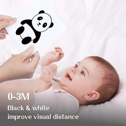 50 Pages Visual Stimulation Flashcards, 25 PCS Black and White Baby Visual Stimulus Cards Sensory Developmental Black White Card Set for Newborn Baby 0-3 Months (5.5” X 5.5”)