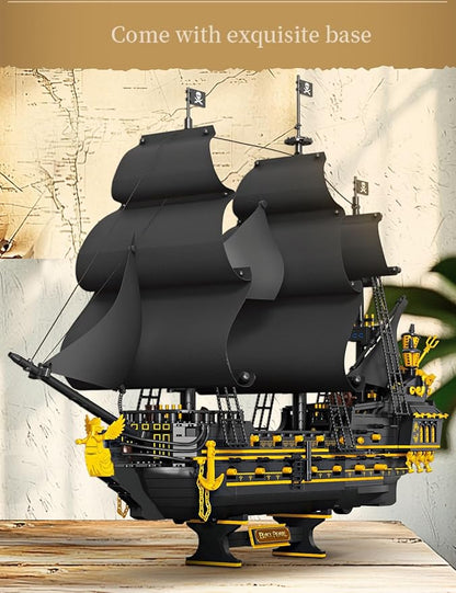 SEMKY Pirate Series Black Devil Pirate Ship MOC Building Blocks and Engineering Toy（2076 Pieces）, Pirate Ship for Kid and Fan