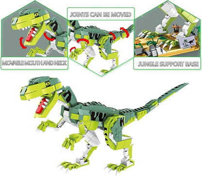 SIENON Creator Velociraptor Dinosaur Building Toy Set, Dinosaur Park World Dominion Raptor Model Toy Building with Movable Jaw, Neck and Joints, 16.3” Dinosaur Toys for Kids 6-14 Years Old (533 Pcs)