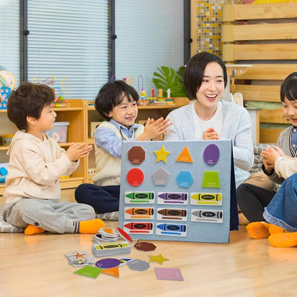 CHEFAN Felt Shape and Color Matching Game Set for Toddlers, Shape Sorter & Color Recognition, Shape Puzzles Learning Sorting Toys, Educational Montessori Toy for Preschool, 3+ Years Old Kids