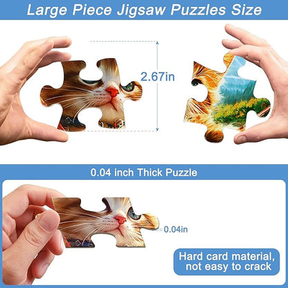 6 Packs 24 Large Piece Puzzles for Seniors,Animals Puzzle for Seniors with Dementia,Turtle Panda Cat Dolphin Bird Dog Easy Jigsaw Puzzle for Alzheimers Memory Games Dementia Activities