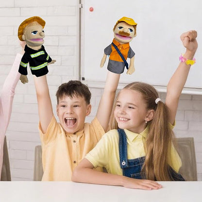 Hand Puppets Professional Characters, Fireman and Postman Role-Playing Storytelling Hand Puppet for Kids Age 4-8 Puppets with Movable Mouths and Control levers