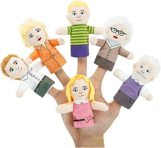 Finger Puppet Family Finger Puppet,6pcs Cute Puppet Mini Plush Toys Teaching Show,Soft Puppet for Kids Family Members Role Playing Birthday Party (EA Style)