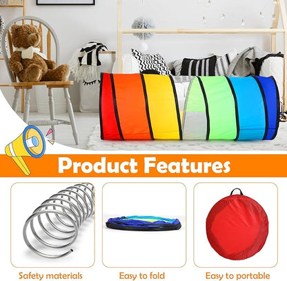 2 Pcs Giant 27.6 Inch Play Tunnel for Kids and Large Dogs Colorful Crawl Tunnel Toy for Toddlers with Breathable Mesh Game Tent Toy Girl Boy Gift