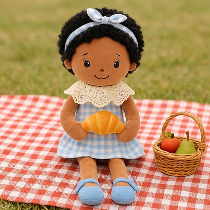 Soft Baby Doll Toys (16'') Baby Rag Doll for Girls Birthday Cuddly Plush Toys for Toddler Kids (Black)