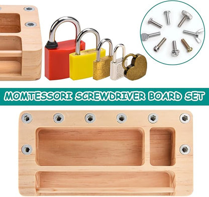 Screwdriver Board Set Lock and Key Toys Kids Tools Montessori Toys for 3+ 4 5 Year Old Learning Practical Life Fine Motor Skills