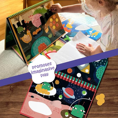 DINO MINI Dot is Fun! - Imaginative Paint by Sticker Kit for Kids - Dot Art Sticker Book for Toddlers 3-5 - Stocking Stuffers for Kids - Sticker Art Book for Toddlers (Space)