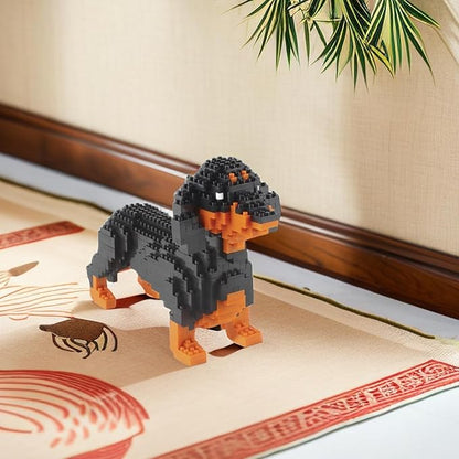 Larcele Micro Dachshund Dog Building Blocks Set Super Mini Pet Building Toy Bricks Kit, 898 Pieces KLJM-02 (Dachshund)
