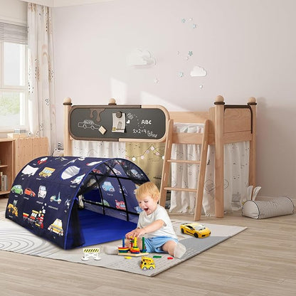 Kids Bed Tent Twin Beds - Zoos and Cars Wonder Play Tents Boys Girls Ventilated Indoor Play Tent Children Promotes Independent Play, Stimulates Imagination Set-Up Playhouse (Car)