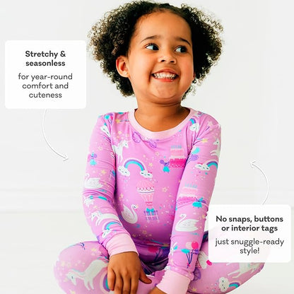 Little Sleepies Two-Piece Pajama Set for Boys & Girls, Soft Viscose from Bamboo Toddler Pajamas for Kids, Family Matching PJs