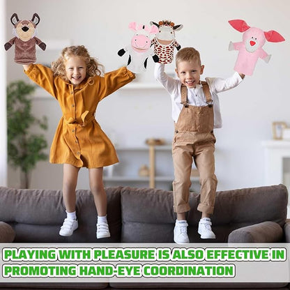Hiboom 20 Pieces Animal Hand Puppets Kids Hand Puppets with Working Mouth Animal Plush Toy Lion Duck Pig Zoo Hand Animals with Open Movable Mouth for Birthday Theater Props Easter Basket Stuffers
