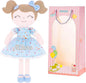 Gloveleya Personalized Doll with Embroidered Name - Floral Blue Custom Plush Doll for Girls Cute Plush Doll Customized Gift - Muñecas de Trapo Personalizadas para Niñas