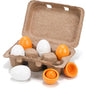 HANSGO Play Food Sets for Kids Kitchen, 6PCS Wooden Toy Food Pretend Play Egg Games for Children Cooking DIY Early Development Learning Skills