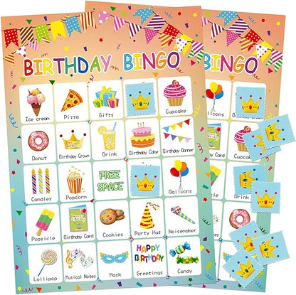 Fancy Land Birthday Bingo Game 24 Players for Kids Birthday Party Games for Kids Supplies