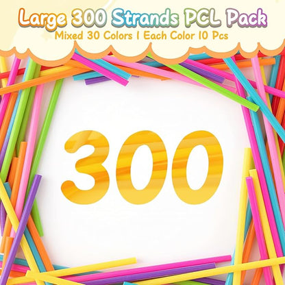 300 Pieces 3D Pen Refills Pack for 3Doodler Start+ Pen 30 Colors 2.5 mm Low Temperature 3D Pencil PCL Filaments Not Compatible with Other 3D Printing Pens