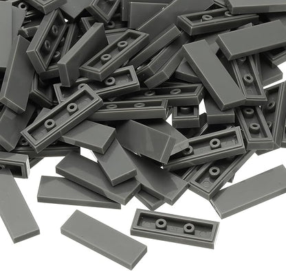 PATIKIL 122 Pcs Flat Blocks Bulk, 1x3 Square Dark Gray Classic Tiles Smooth Surface Mini Building Blocks Accessories Compatible Bricks Kits for Building Floor Walls Mosaic Pixel Arts