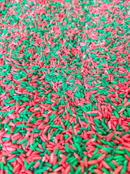 Sensory Bin Filler for Sensory Table - Colored Rice for Sensory Play (Christmas RG)