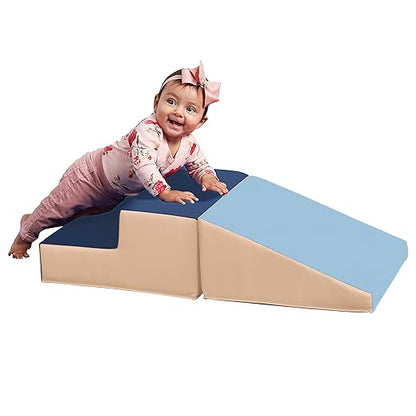 ECR4Kids SoftZone Junior Little Me Climb and Slide, Beginner Climber, Earthtone, 2-Piece