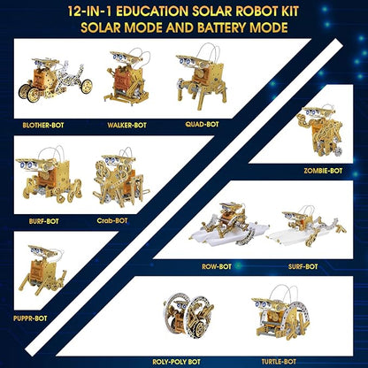 STEM Toys for Kids Age 8-13, 12-in-1 Solar Robot Building Science Kits for Boys Girls Teen Age 9 10 11 12, Engineering Christmas Birthday Gifts for 8+ Year Old Boys
