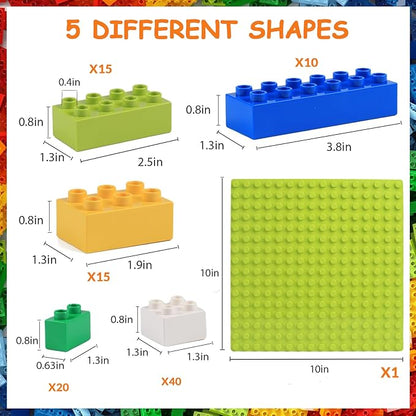 Building Blocks Set for Kids with Baseplate Big Building Bricks 101Pcs Classic Bulk Sensory Toy for Kids Toddlers Boys Girls 15 Random Colors Birthday Gift Compatible with Lego All Major Brand