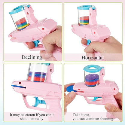 Sumind 2 Pcs Foam Disc Shooter Zip Shot Shooter Disc Launcher (Green,Pink)