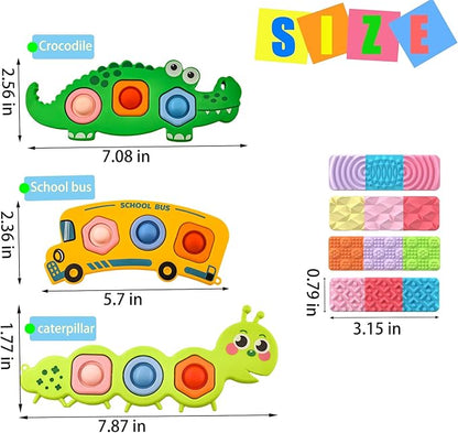 7Pcs Fidget Popper Sensory Toys for Airplane Travel, Montessori Toy, Sensory Toys for Kids with Autism, Pop Fidget Toy Classroom Gifts Stocking Stuffer for Travel Toy for Toddlers 1-3 Years Old