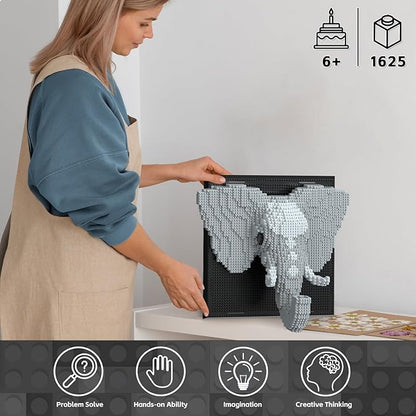 Elephant Micro Mini Building Block Sets for Adults, No Compatible with Lego, 3D Animals Wall Art Kits for Home Wall Decor & Table Display, Creative Toy Gifts for Kids Teens Boys Girls (1625 PCS)