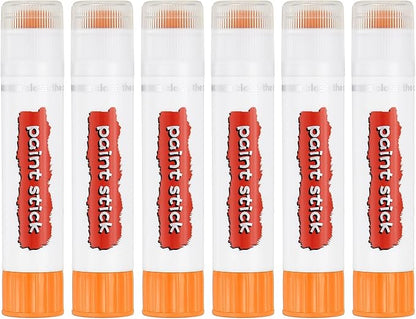 PATIKIL Tempera Paint Sticks, 6 Pcs Solid Tempera Paints Sticks Washable Bulk Markers Pen Quick Drying for Artists Beginners Art Supplies, Orange