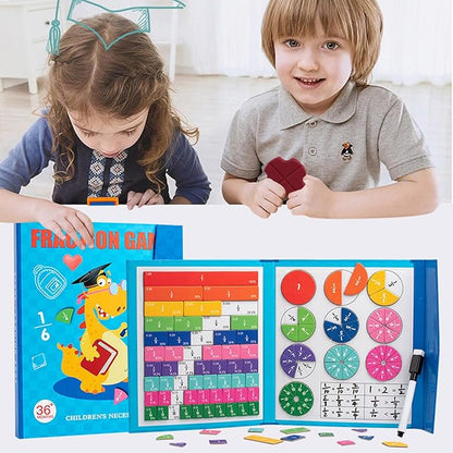 Magnetic Fraction Demonstration Book, Magnetic Fraction Tiles, Fractions Manipulatives, Score Disk Demonstrator Math Puzzle Learning Building Block Set (1PC)