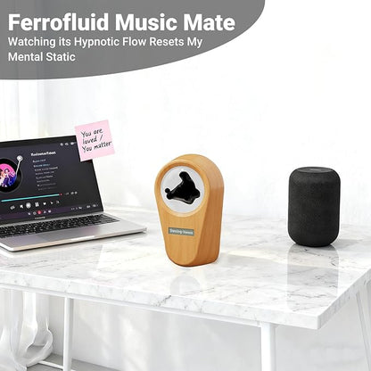 Ferrofluid Sound Visualizer, Dancing Ferrofluid Speaker Music Mate, Audio Visualizer Desk Art with Lamp, Cool Science Decor Gifts for Friend - Desk, Bedroom & Office Display (No Speaker) (Car-Key)