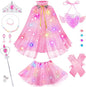 Princess Dress Up Clothes for Little Girl, Light Up Princess Cape Set with Crown, Princess Dresses for Girls 3-8 Role Play, Princess Toy Gift for Halloween Christmas Birthday Party