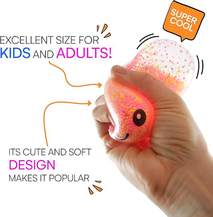 Neliblu Squishy Octopus Balls - Jumbo Mochi Squishy Toys - Easter Basket Stuffers for Teens - Glow-in-The-Dark - Stress Balls for Kids and Adults - 2.3x1.8x1.7 inches (Multicolor) Set of 10
