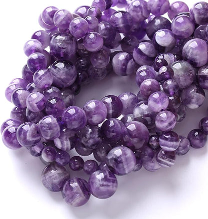 75PCS 10MM Purple Amethyst Dream Lace Beads Natural Quartz Crystal Stone Loose Beads for Jewelry Making DIY Bracelet Grade A+
