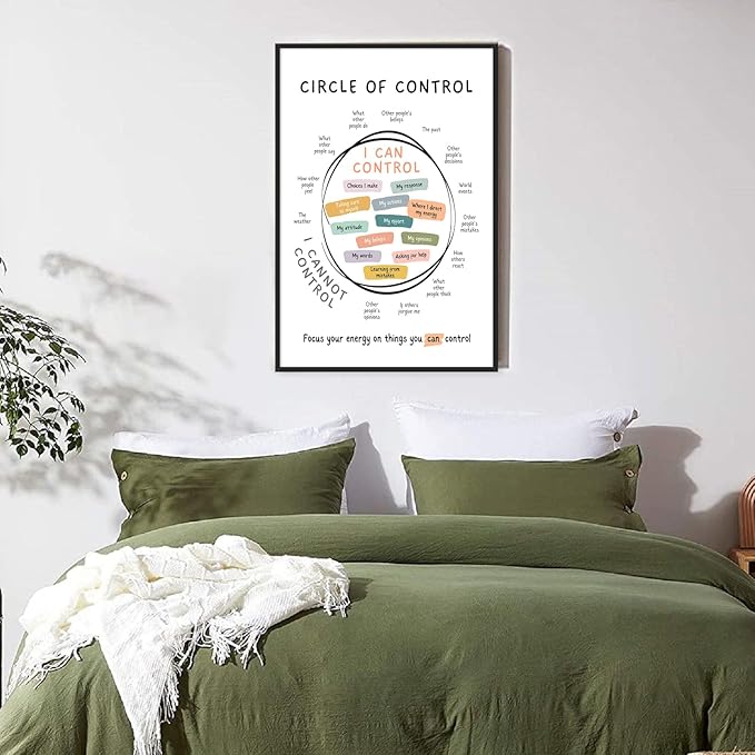 Circle Of Control Poster What I Can And Cannot Control Therapy Office Wall Art Kids Mental Health Poster Calm Down Corner School Decor 12x16in BlackFramed