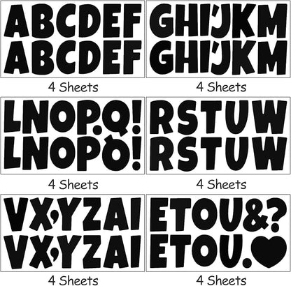Bemeol 288 Pcs Bulletin Board Letters 24 Sheets 2.5 Inch Self Adhesive Vinyl Alphabet Stickers Letter for Poster Board Classroom School Home Decor(Black)