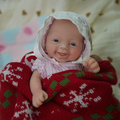 7" Girl Micro Preemie Full Body Silicone Baby Doll,Mini Realistic Newborn Baby Doll Real Life Miniature Baby Doll with Feeding Accessories