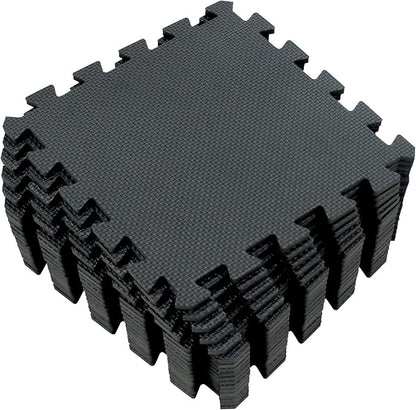 Yostrong® 18 Tiles Interlocking Puzzle Foam Baby Play Mat for Playing - EVA Babies Crawling Mat | Rubber Floor Work Out Mats for Home Gym. Black. YOC-Db18N