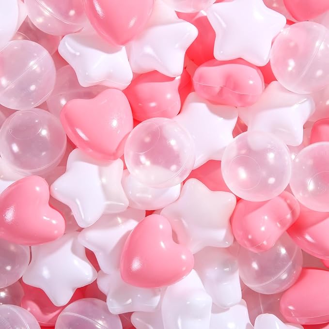 Ball Pit Balls Pack of 100 200 500 - Star and Round Set BPA Free Phthalate Free Non-Toxic Crush Proof Play Balls Soft Plastic Balls for Toddlers Baby Kids Birthday Pool Tent Party