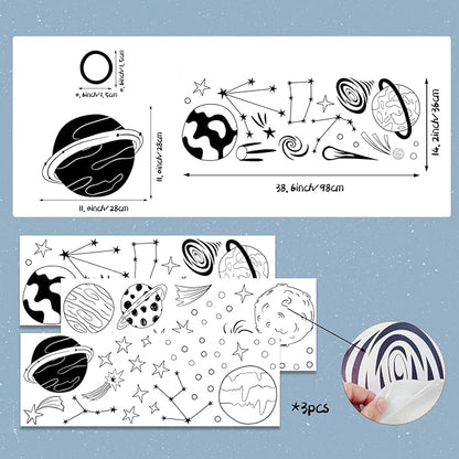 Space Themed Nursery Wall Decals Kids Room Wall Art, Outer Space Nursery Decals, Star Decals, Kids Room Decor, Nursery Decor, Planets Wall Stickers for Boys Bedroom Playroom Wall Decor