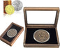 Challenge Coin Display Case Silver Dollar Coin Holder 2.3-2.5" in Single Coin Display Case Wood Coins Storage Box Coin Cases for Collectors